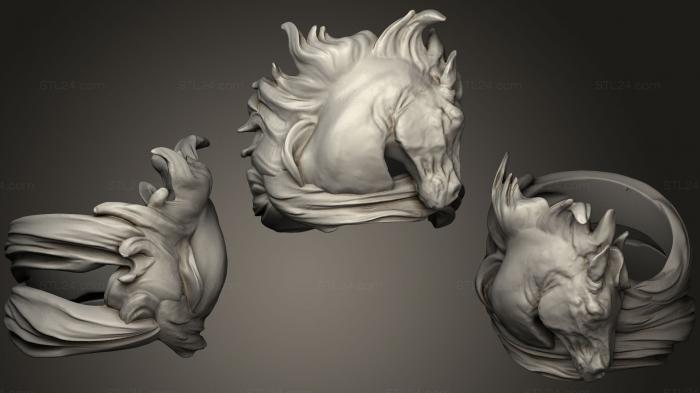 Ювелирные перстни и кольца (Кольцо для лошадей Мустанга, JVLRP_0455) 3D модель для ЧПУ станка